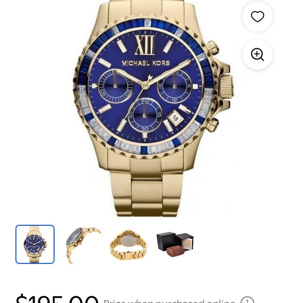 Michael Kors Gold and Blue Dial Watch